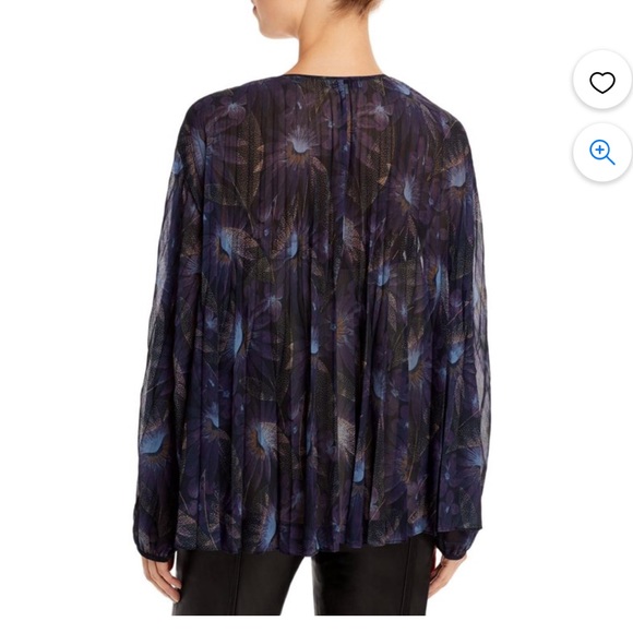 VINCE DECO FLORAL PLEATED BLOUSE - Picture 3 of 17